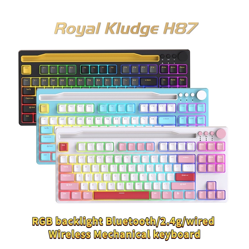 Android Windows and Mac with Rechargeable Battery Blue Switch -Black Royal Kludge RK61 61 Keys Wired/Wireless Multi-Device Yellow LED Backlit Mechanical Gaming/Office Keyboard for iOS 