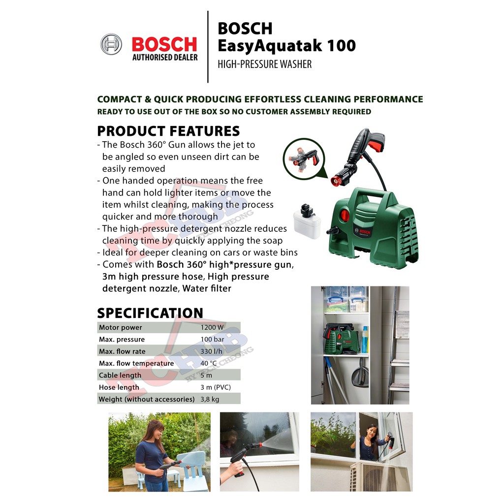 Bosch Easyaquatak 100 High Pressure Washer Shopee Singapore