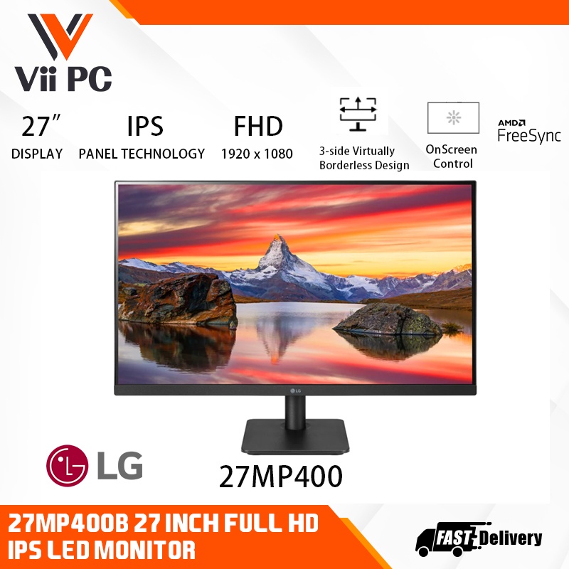 LG 27MP400-B/27MP400B 27 Inch Full HD IPS LED Monitor with FreeSync ...