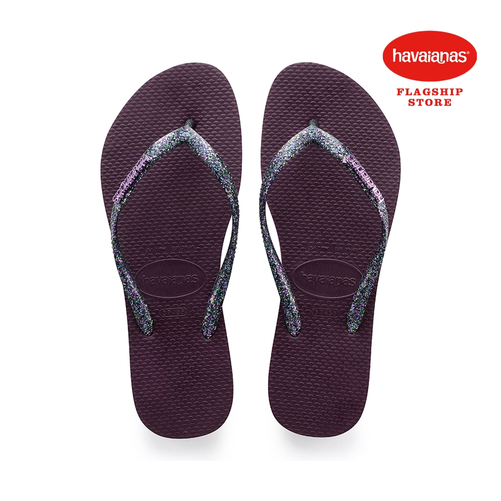 Havaianas Women Slim Logo Metallic Aubergine Flip Flops Shopee