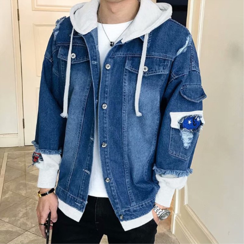 jean jacket men with hood