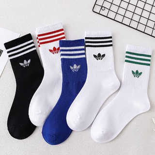 AD#All-match Cotton Calf Socks Clover High Tube Sports Socks Unisex Korean Running Basketball Stockings