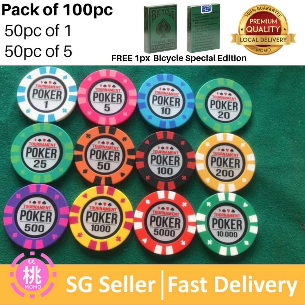 Tournament High Quality Clay Poker Chips (9 denominations available