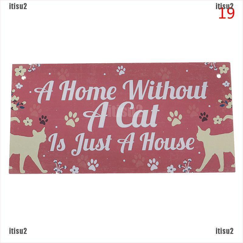 Wooden Hanging Wall Plaques Family Door Signs Friendship Sign Cat LoNWKH 