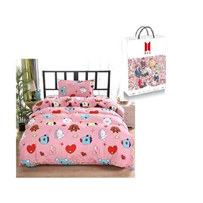 3pcs Set Bts Bt21 Bedding Set Cute Pillow Case Quilt Cover Comforter Bed Sheet Shopee Singapore