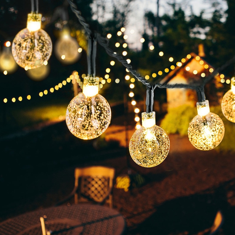 100LEDS Crystal ball 12M Solar Lamp Power LED String Fairy Lights Solar Garlands Garden Christmas Decor For Outdoor