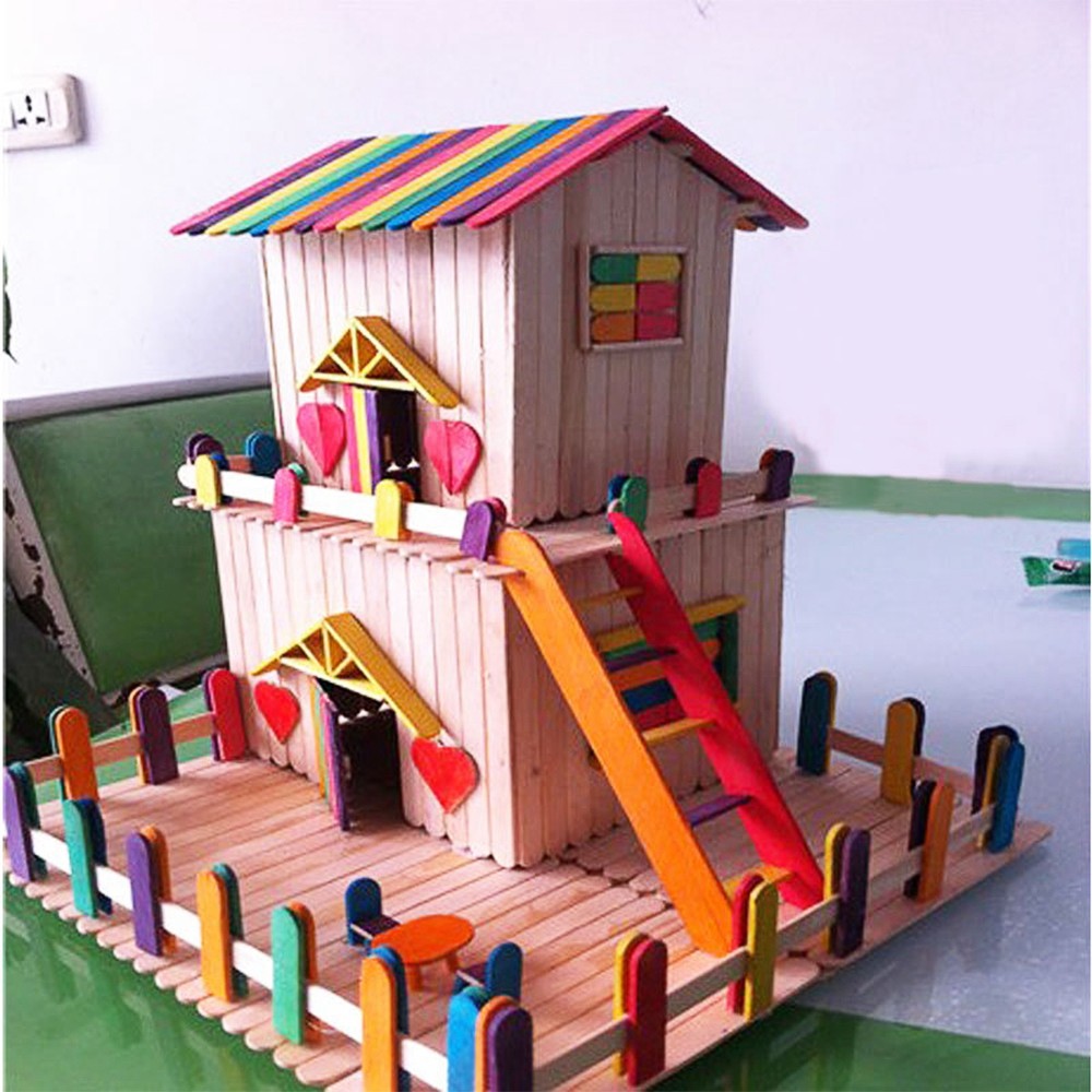 50x Colorful Timber Sticks Cake Wooden Popsicle Stick Diy Ice Cream Handicraft Shopee Singapore