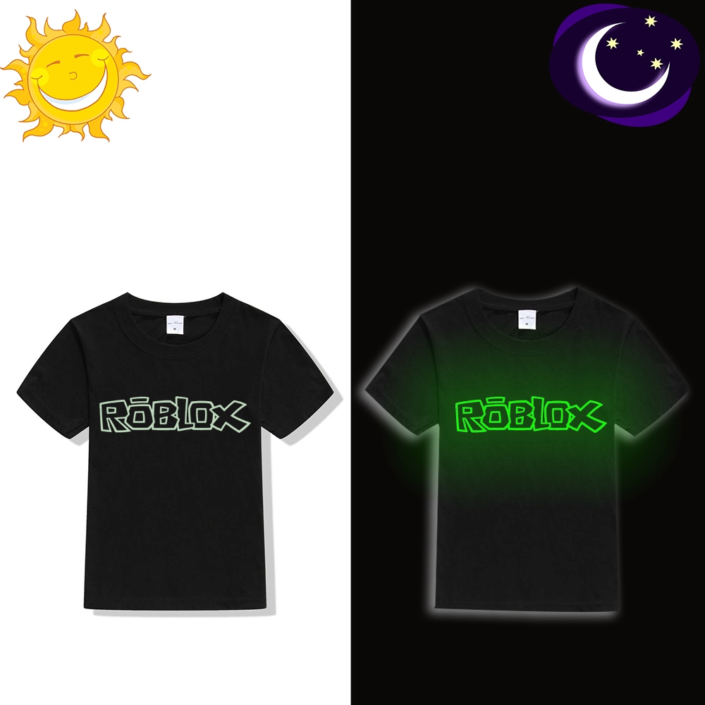 Glow In Dark Green Light Kids T Shirt Roblox Logo Print Children Tshirt Baby Tee Shopee Singapore - logo bts t shirt roblox
