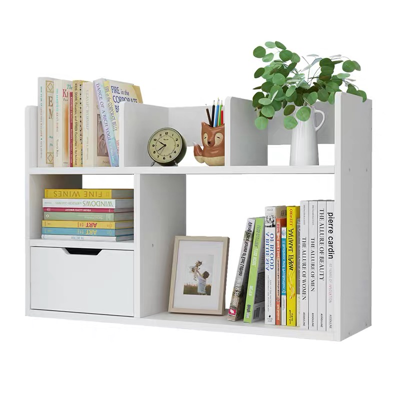 TLQ Desktop Bookshelf Makeup Storage Shelf Student Bookcase Desk