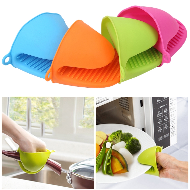 2pcs Silicone Anti-Slip Oven Gloves Heat Resistant Kitchen Cooking Glove 