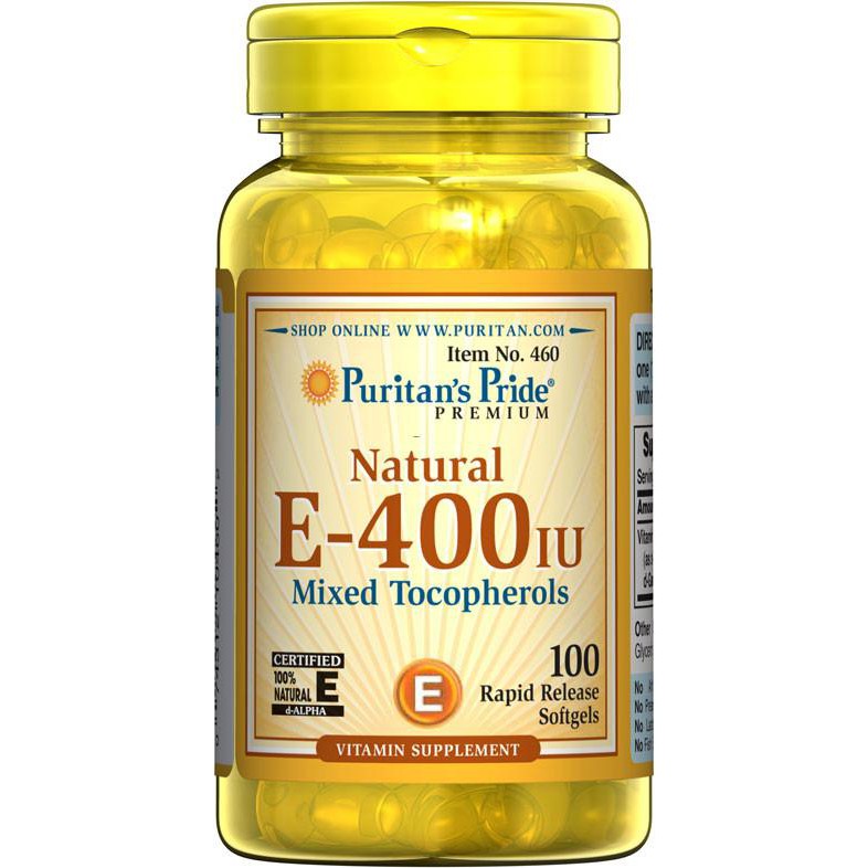 Puritan's Pride Vitamin E400 iu Mixed Tocopherols Natural 400 IU / 100 Softgels / Item 000460