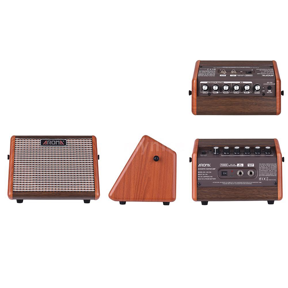 Aroma Ag 15a 15w Portable Acoustic Guitar Amplifier Amp Bt Speaker