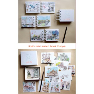Include watercolor paintings for EUROPE Sasi's mini sketch book EUROPE, book or box.