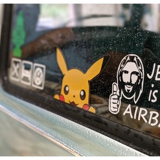 Funny Design Cartoon Pikachu Motorcycle sticker Creative Auto Decal  Car Bumper Body Decal Creative Pattern Vinyl