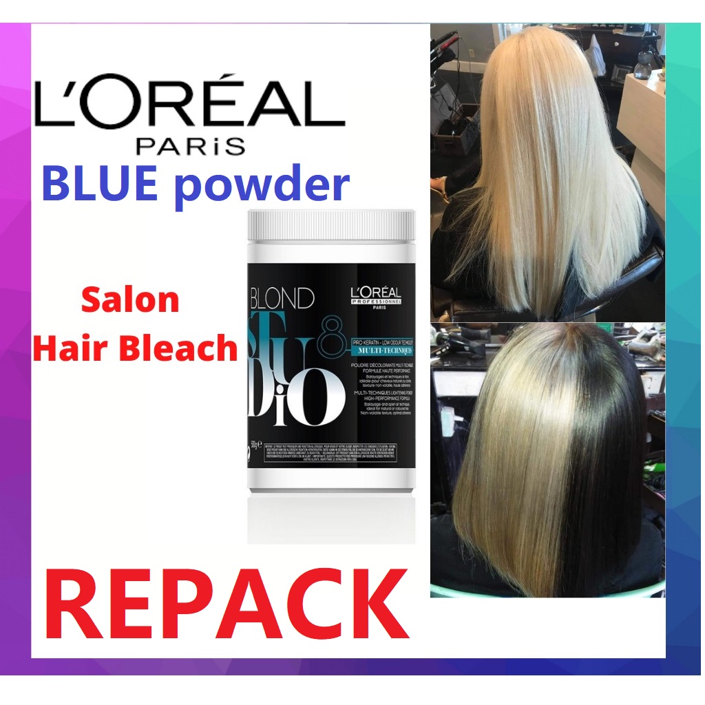 Saloon Professional Hair Bleaching and Peroxide Developer 100ml Blue Bleach  Powder 100g Bleach Rambut Silver Shampoo60ml | Shopee Singapore