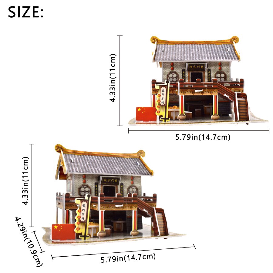 3D Chinese Ancient Tower HanShan Temple Building DIY Model Toy adult Puzzle 