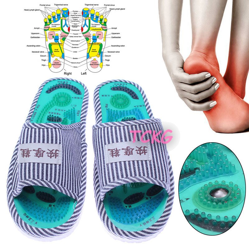 TG Massage Slippers Striped Reflexology Acupuncture Sandals Foot