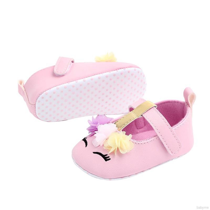 Baby Girls Toddler Infant First Walkers Non-Slip Floral PU Princess Shoes
