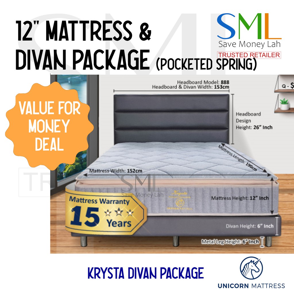 12 Inches Pocketed Spring Mattress With, 12 Inch High Bed Frames