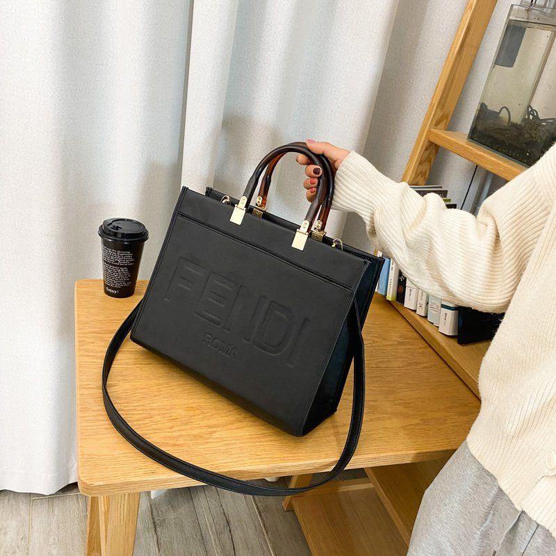Image of Ready Stock Popular Tote Bag Female Korean Version New Style Portable Fashion Trendy Printed Letter Solid Color One-Shoulder Messenger #3