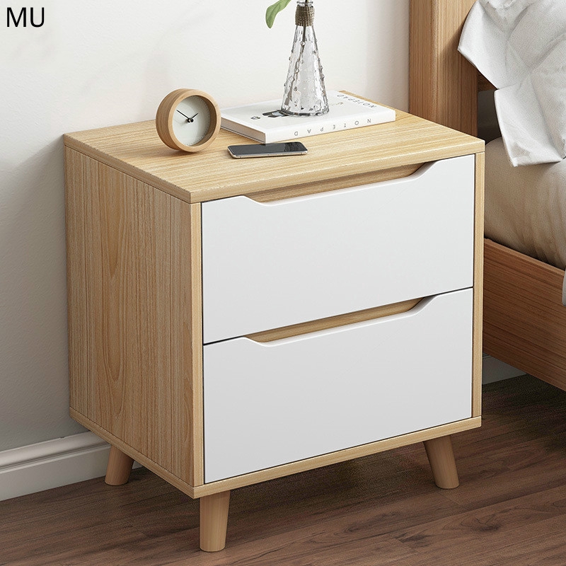 Bedside table solid wood legs Nordic bedroom simple modern ...