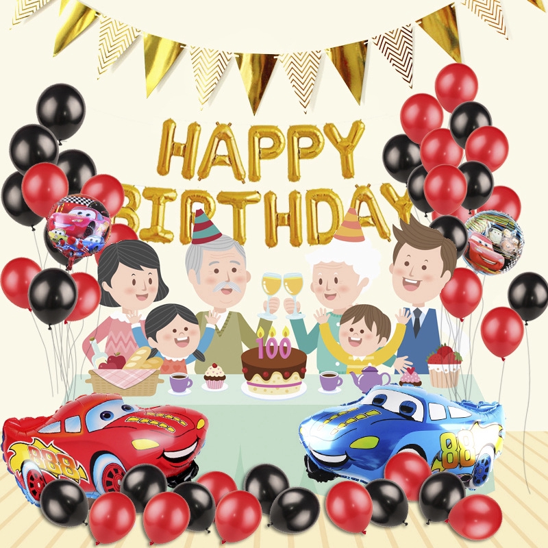 Car Party Theme Decoration Yellow Car Birthday Pull Flag ...