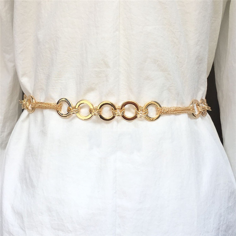 YooAi O-Ring Chain Belts Waist Belt Links for Women Metal Link Chain Gift 