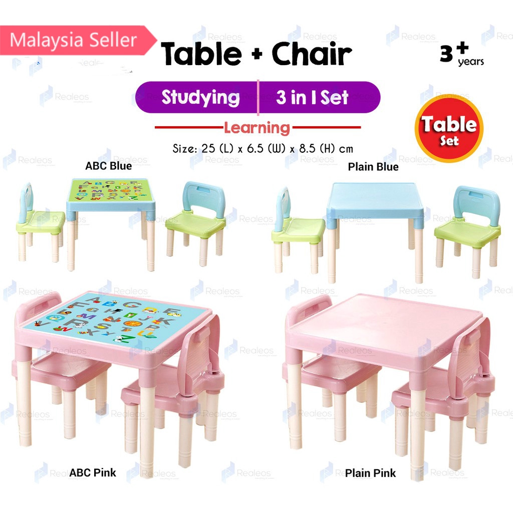 3 In 1 Children Kids Learning Table And Chair Set Studying Abc Desk R923 Meja Belajar Study Budak Kanak Kanak Shopee Singapore