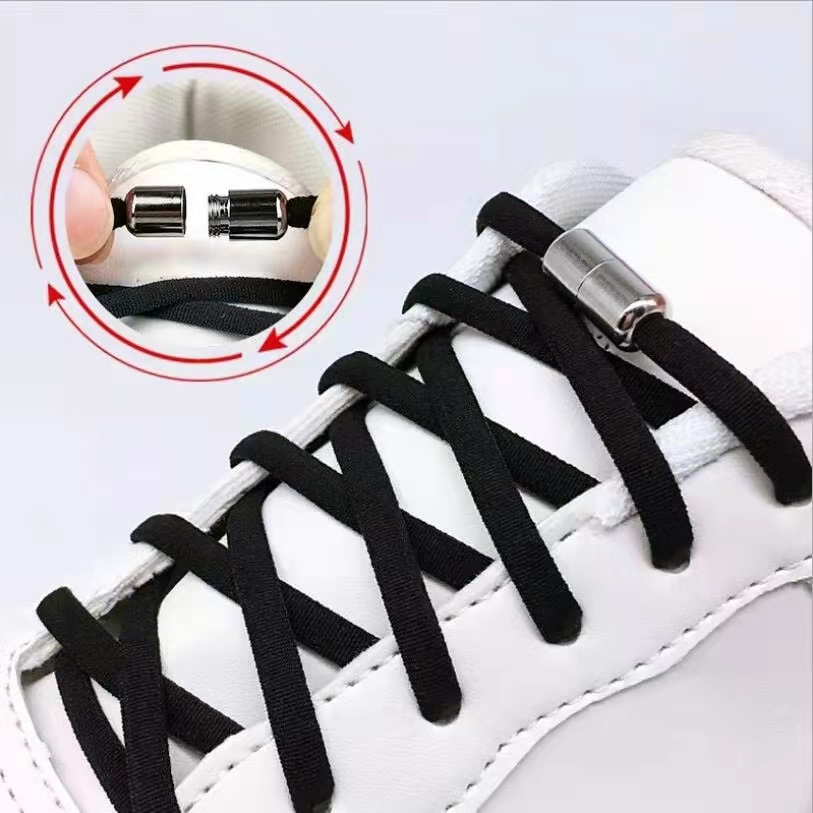 SG STOCK Lazy Metal Elastic No Tie Shoelaces Quick Lazy Metal Lock Semicircle Sneakers Shoelace