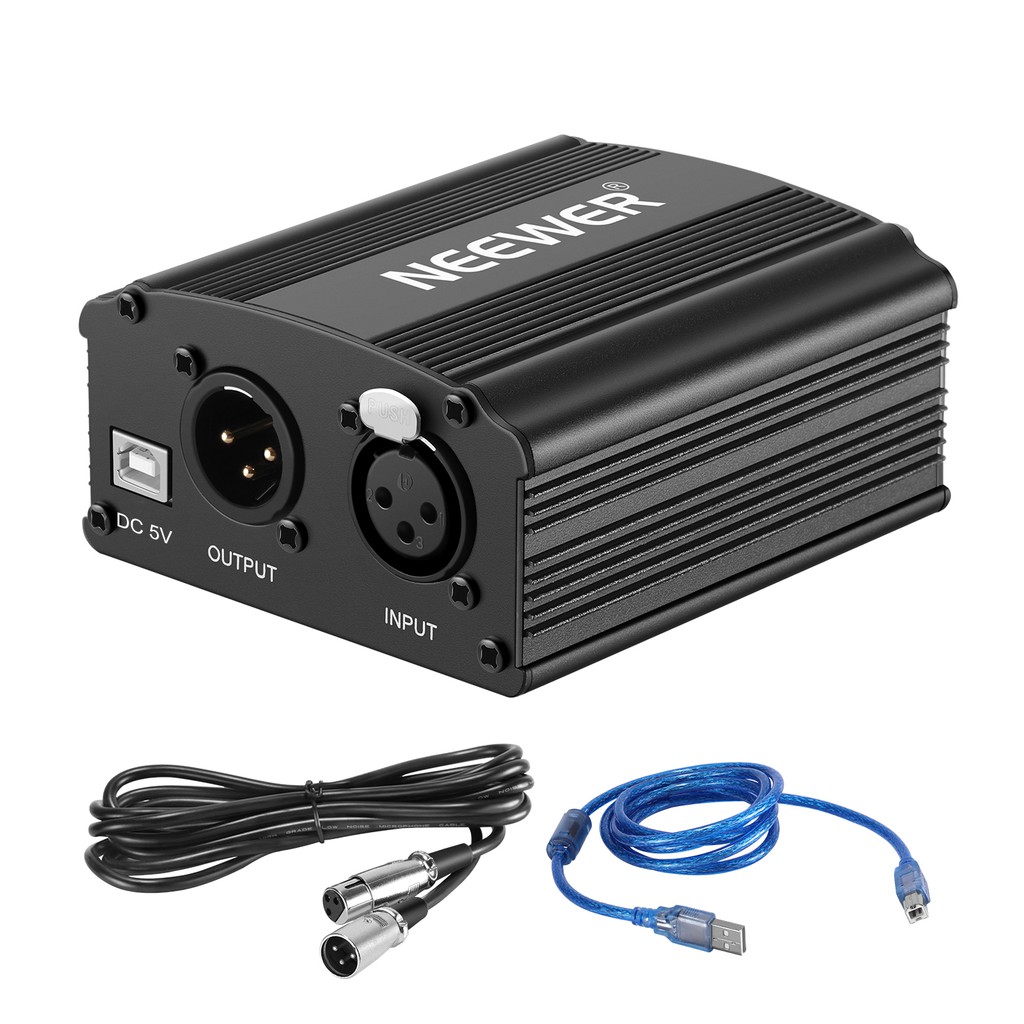 Neewer 1-Channel 48V Phantom Power Supply with 5 feet USB Cable, BONUS+XLR  3 Pin Microphone Cable for Any Condenser Microphone Music Recording  Equipment | Shopee Singapore