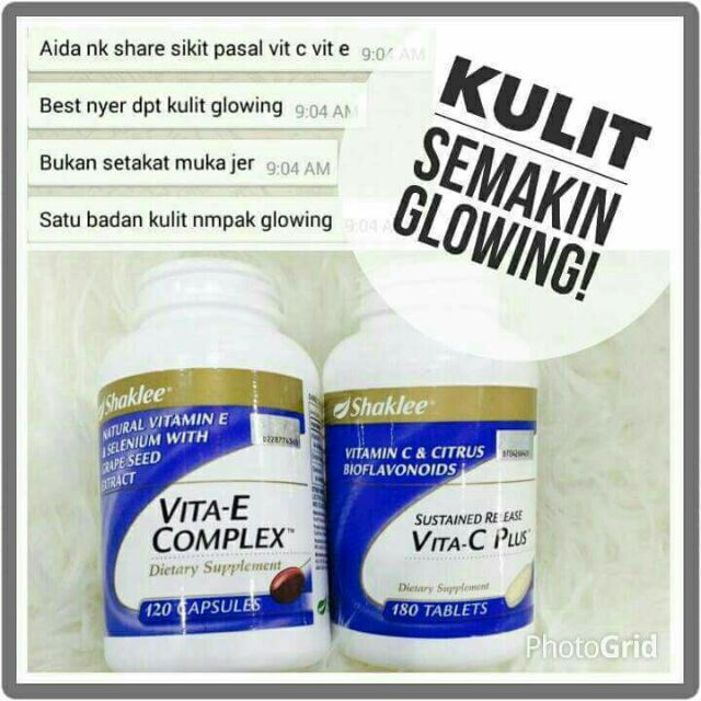 SHAKLEE SET KULIT CANTIK (Vita C Plus30s + Vita E30s) BEST 