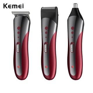 Kemei KM-1407 Men Rechargeable 3 in 1 Hair Trimmer Clipper Razor Nose Beard Shaver Machine