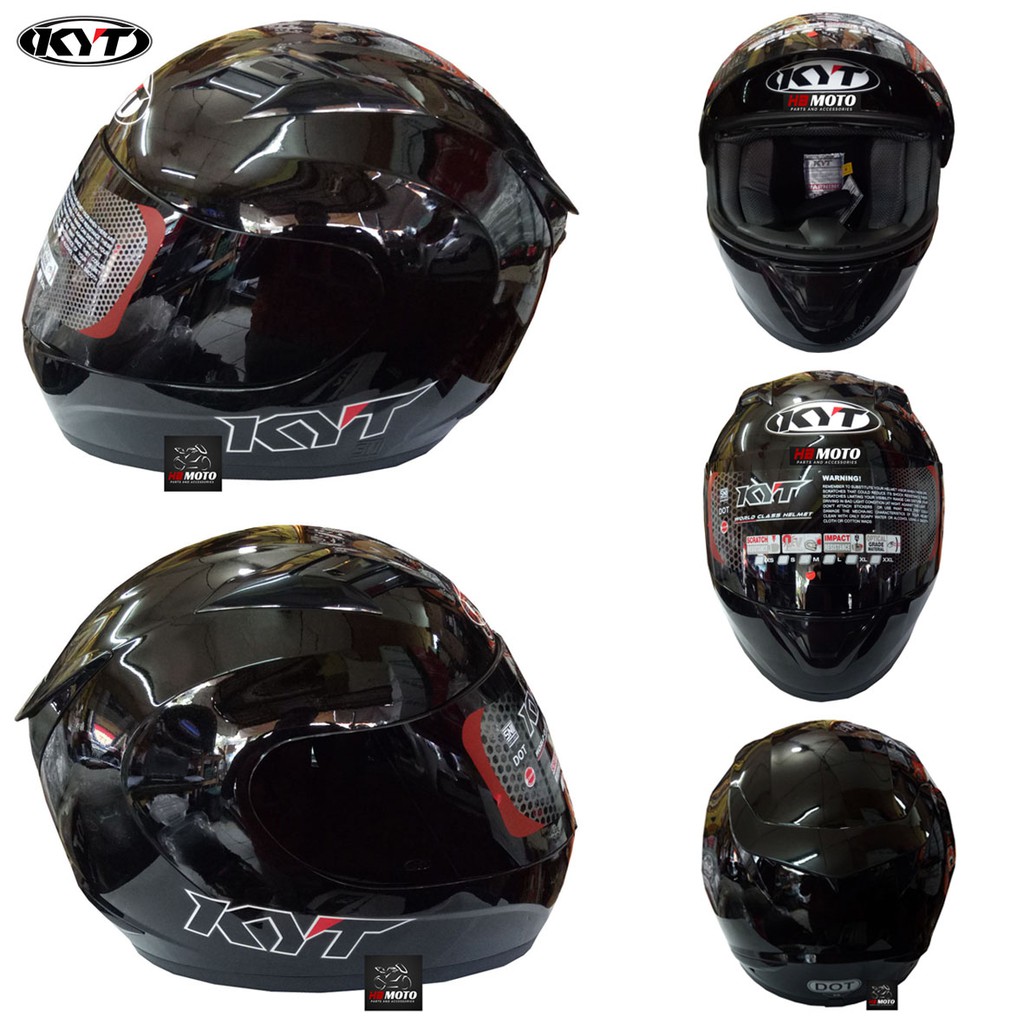 KYT RC10 Helmet Full Face Solid Black / KYT Helmet / SNI Helmet / New