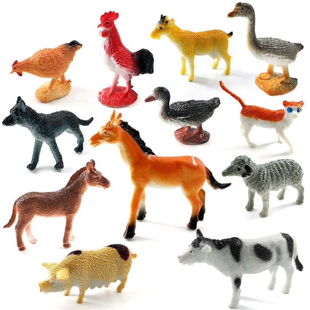 12pcs/set Farm animals models figures 