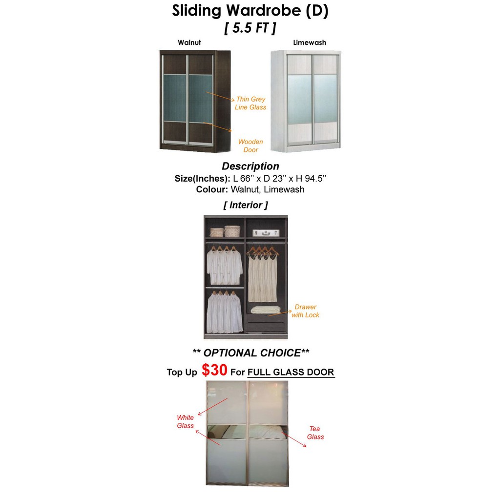 Budget Furniture 95 Inch High Sliding Door Wardrobe Shopee