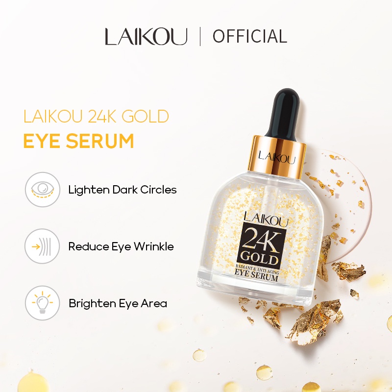 LAIKOU 24k Gold Radiant Anti-Aging Eye Serum Brightening Lighten Dark ...