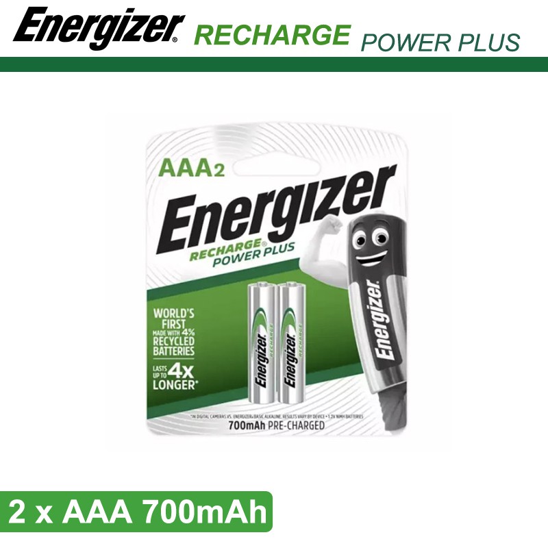 2 x Energizer Recharge Powerplus Power Plus AAA 700mAh Rechargeable