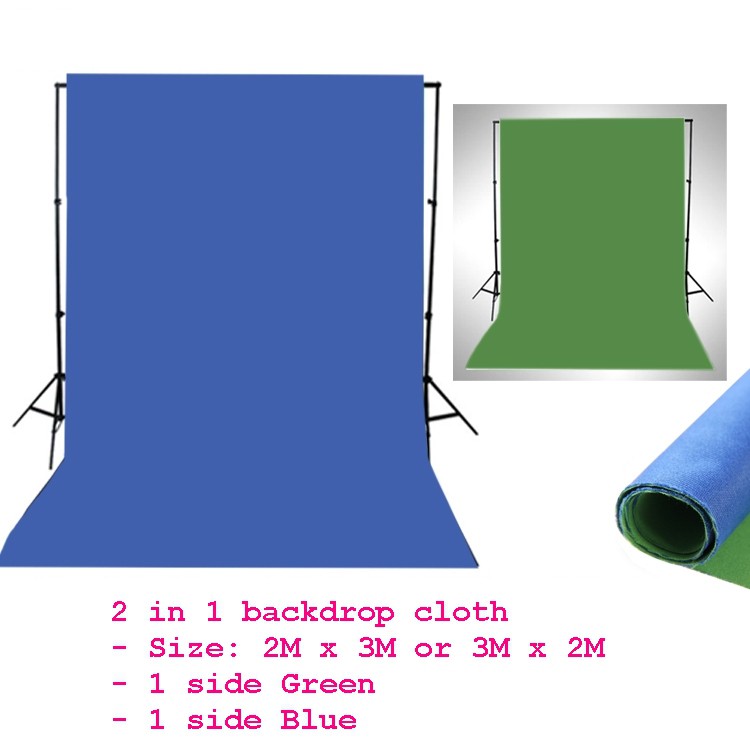 Cloth Only) Dual sides Green blue screen 2M X 3M photo backgrounds studio  photography sreen chromakey Backdrop cloth | Shopee Singapore