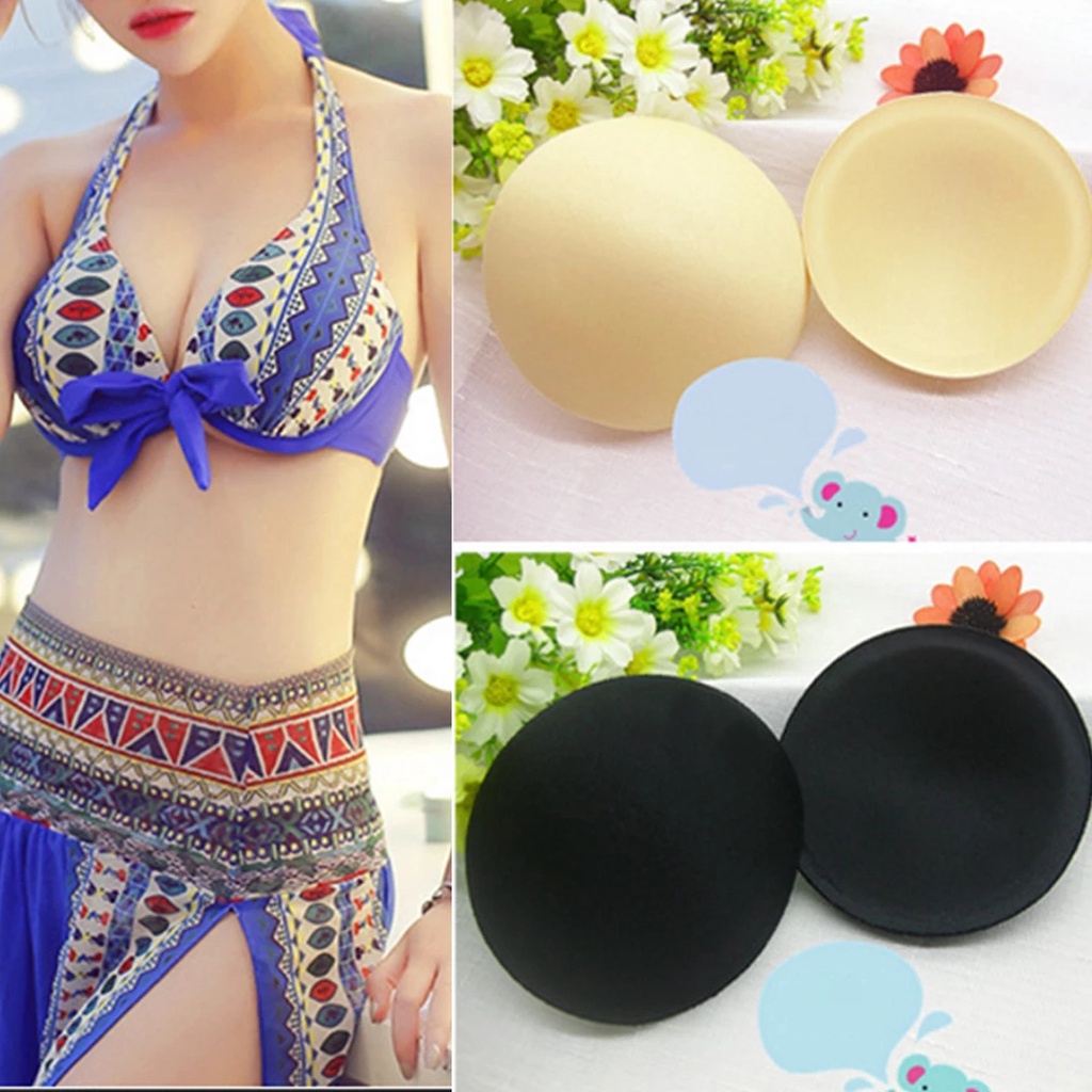 Image of 1 Pair Nude Round Nipple Bra Pads / Insert Push Up Lift Breast Cushions / Reusable Sewing Padded Sponge Boobs Padding for Gown Dress #1