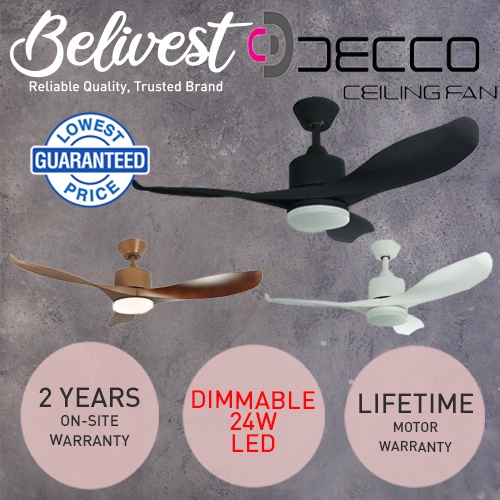 DECCO Adelaide DC Motor Ceiling Fan With LED 3 Blades 42,52 inch