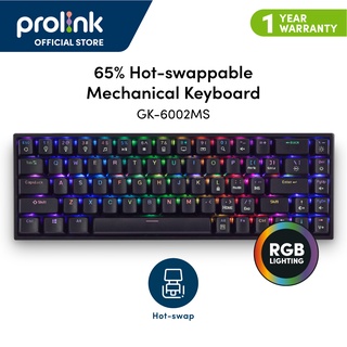 Hot swap keys] Prolink GM-6001MS Hot-swappable Gaming Mechanical Keyboard (Adjustable RGB lightings) Hotswap key