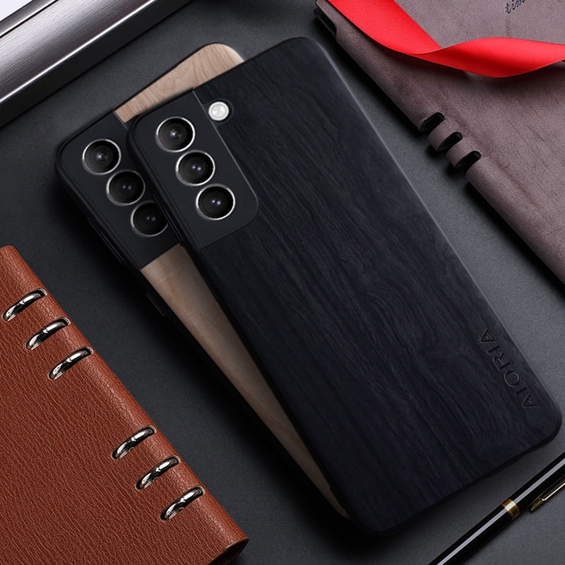 Case for Samsung Galaxy S21 S22 Ultra Plus FE 5G bamboo wood pattern Leather cover for samsung galax