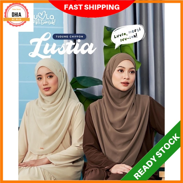Image of [Shop Malaysia] luvla tudung sarung instant chiffon lustia size l xl shawl raya instant premium murah labuh muslimah #0