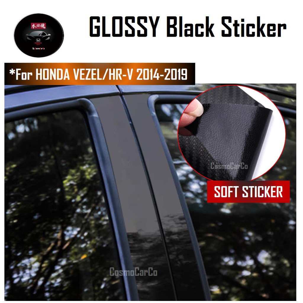 SG SELLER Honda VEZEL HR-V HRV 2014-2020 Car Window Pillar Sticker Door GLOSSY Black Decal Protector Accessories