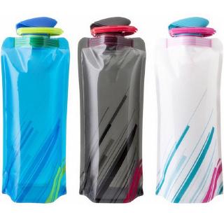 Fashion 700ml Reusable Foldable Flexible Water Bottle Bag Camping Hiking Tool Soft Flask Squeeze Drinking Water Pouch #0