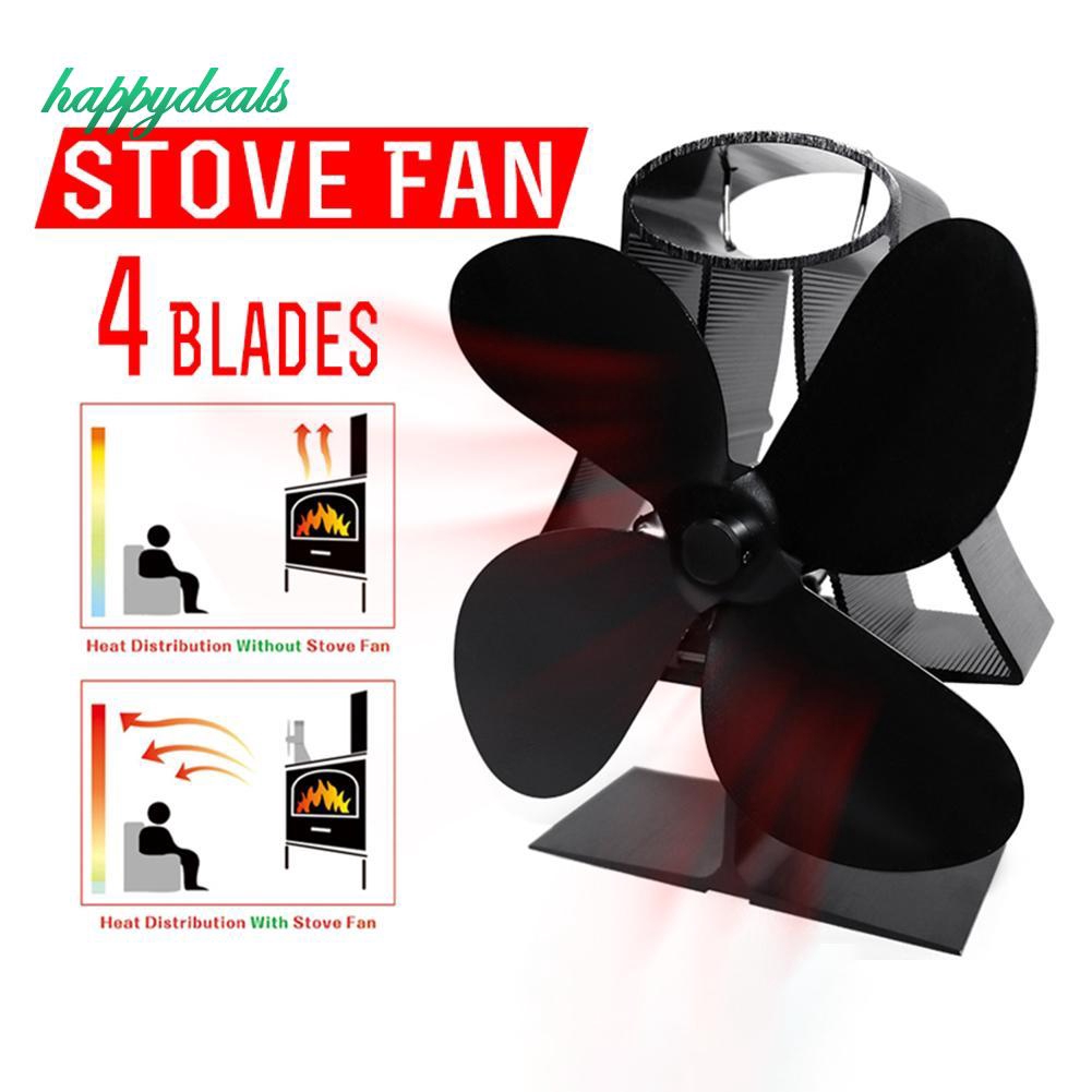 4 Blade Fireplace Fan Low Noise Cooking Stove Thermal Power Heating Fan ...