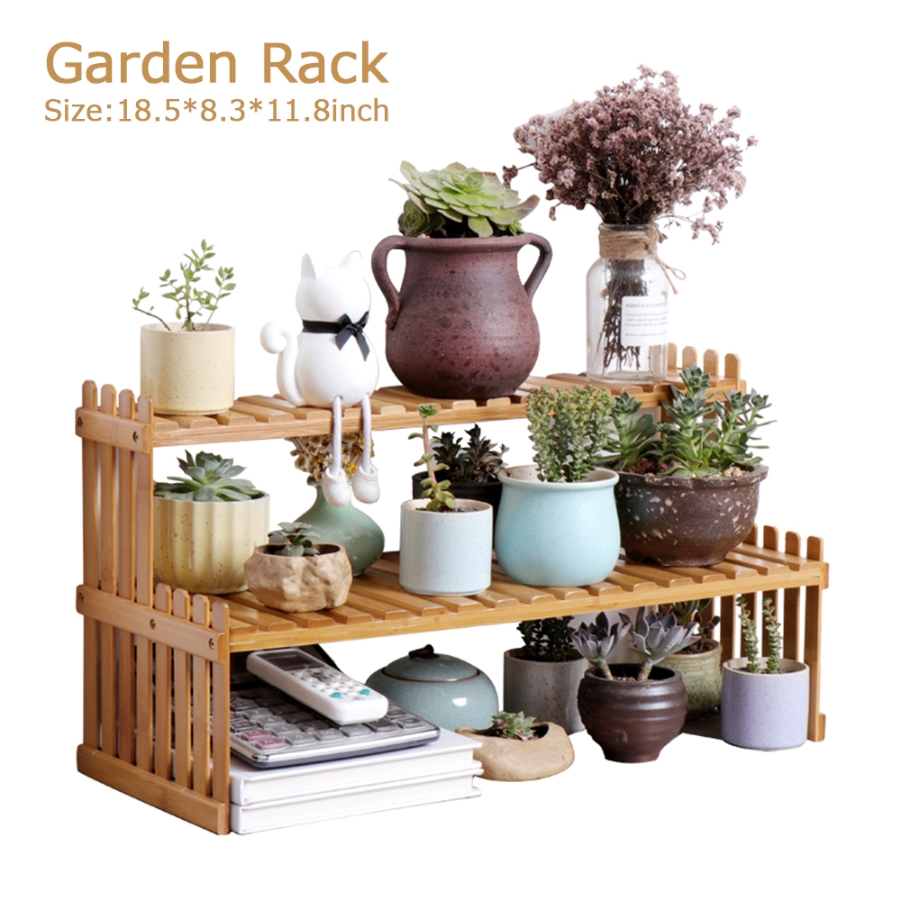 Plant Stand Flower Stand Display Bamboo Rack Storage Rack Desktop