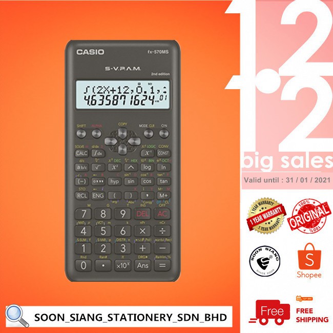 Ready Stock In Malaysia Casio Fx 570ms Sciencetific Calculator Shopee Singapore