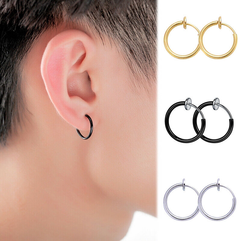 1 Pair Ear Clips Stylish Non-Piercing Clip On Earrings Stainless Steel Ear Clips Earrings Ear Cuffs Jewelry Gift for Men & Women 