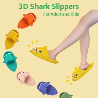Image of Women Shark Slippers Couple Outdoor Home Cute Cartoon Parent-Child Slippers